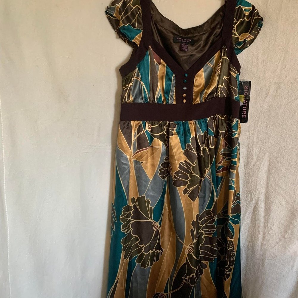 NWT Signature by Robbie Bee Multi-Color Baby Doll Y2K Artsy Dress Size 12P